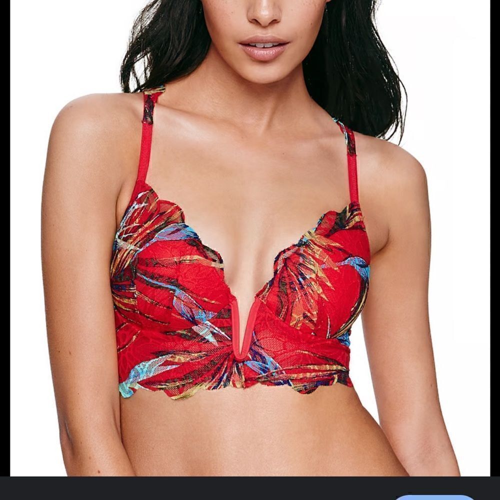 PINK Victoria's Secret Date Bra Red Tropical Push Up L